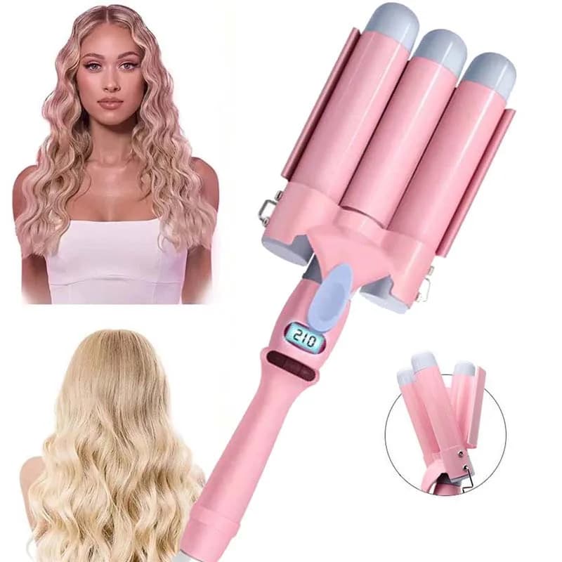 Ferro Arricciacapelli Professionale in Ceramica a Triplo Cilindro, Strumento per Onde e Ricci, Styler per Capelli da Donna