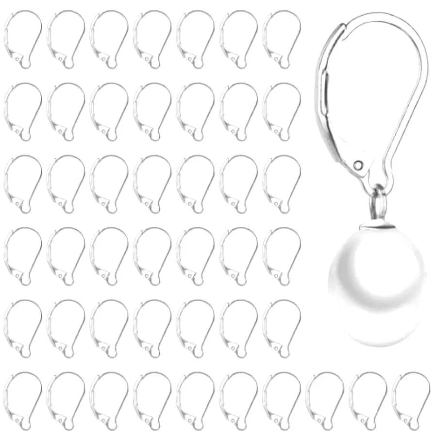 50pcs Stainless Steel Lever Back Earring Clasps, leverback French Earring Hooks, Hypoallergenic Ear Wire findings for Making da