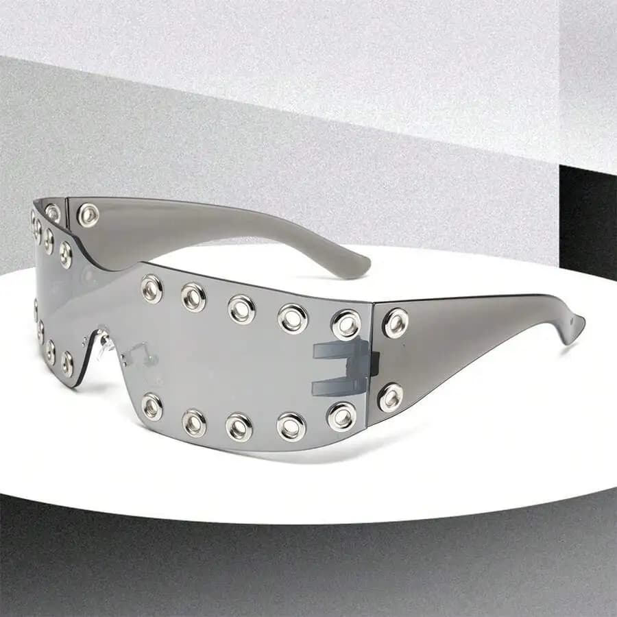 Studded Shield Sunglasses For Adults Punk Party Fashion Goggles