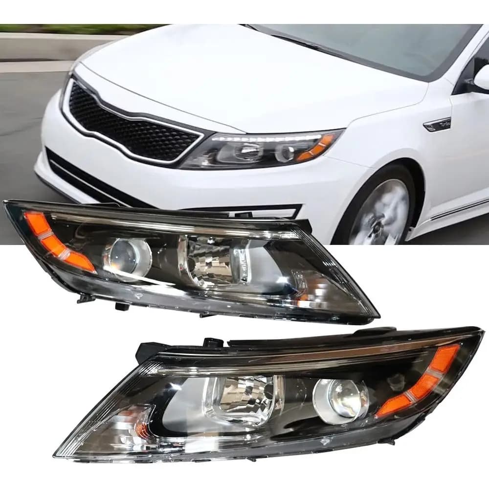Gruppo Fari Alogeni per Kia Optima 2014 2015, Ricambio Fari Anteriori Senza LED DRL (Sinistro+Destro)