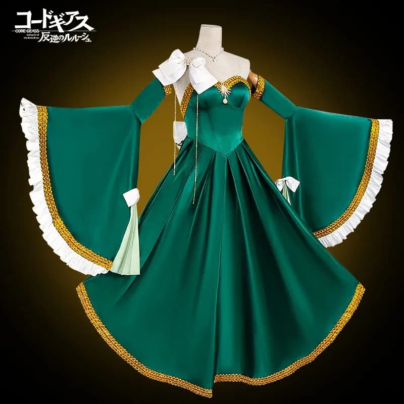 CCODE GEASS Lelouch of the Rebellion Costume Cosplay Carnevale di Halloween Blu profondo Donna Sexy Gonna lunga fino al pavimento Parrucca Prop Set