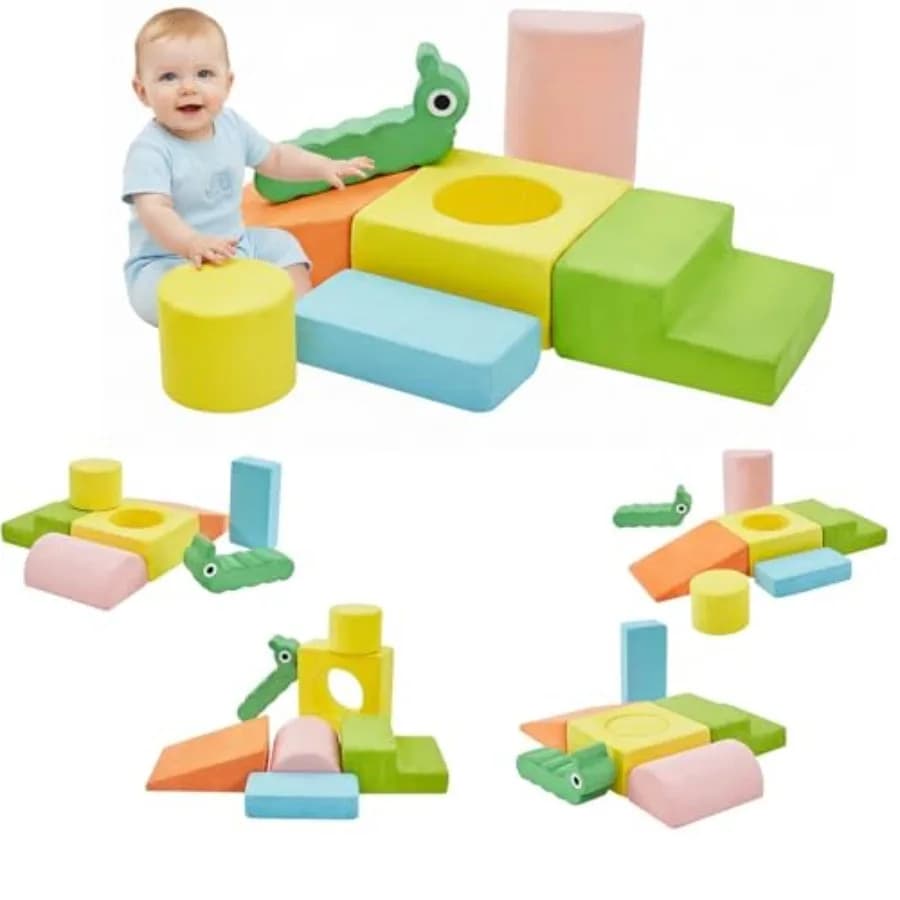 Giochi di Arrampicata per Bambini da 1-3 Anni, Blocchi Morbidi in Schiuma per Arrampicata Indoor, Set di 7 Pezzi per Bambini