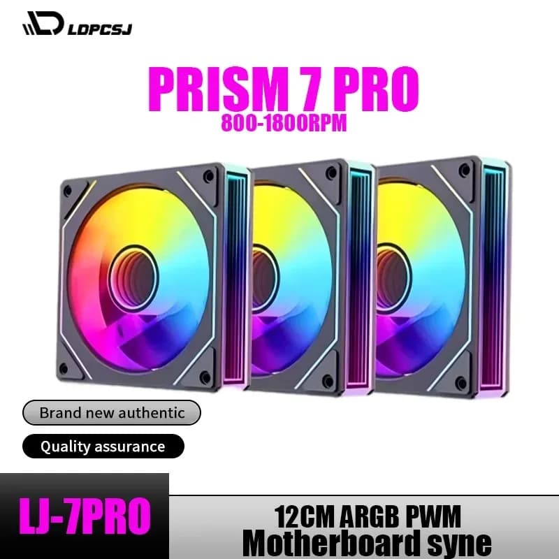 Ventola per PC LDPCSJ Prism 7 PRO ARGB da 120mm con design a specchio infinito, sincronizzazione con la scheda madre, ventola di raffreddamento CPU PWM a 4 PIN.