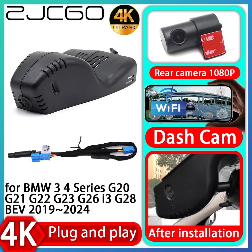 ZJCGO UHD 4K 2160P Dash Cam DVR Plug and Play Video Recorder UHD for BMW 3 Series 4 G20 G22 G23 G26 i3 G28 BEV 2019~2024