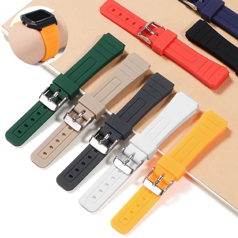 Cinturino in silicone da 18 mm per cinturino per orologio Casio F-91w Bracciale impermeabile in gomma Cinturino di ricambio universale Cinturini sportivi morbidi