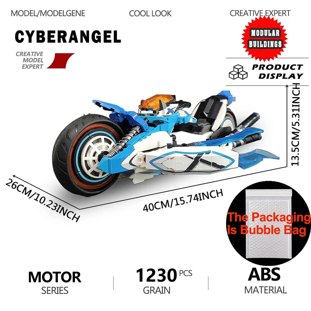 Modello di Gioco CYBERANGEL, Set di Costruzioni Moto e Personaggi, Mattoncini da Assemblare, Giocattoli Natalizi, Regalo per Adulti