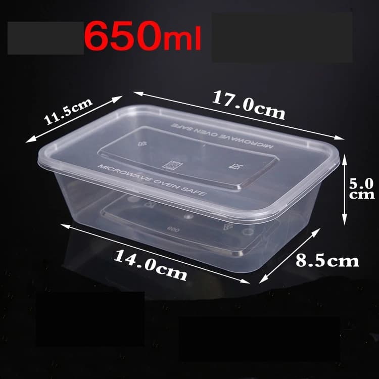 Scatola per il pranzo in plastica usa e getta quadrata da 650 ml, scatola per imballaggio alimentare trasparente per la conservazione della freschezza