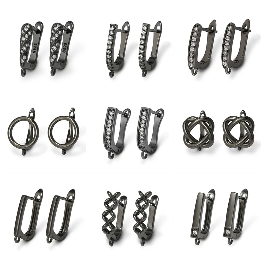 YANASI 1 Pair Gun Black Brass Earrings Hooks for DIY Woman Jewelry Making Supplies Findings Accessories Anti-allergy