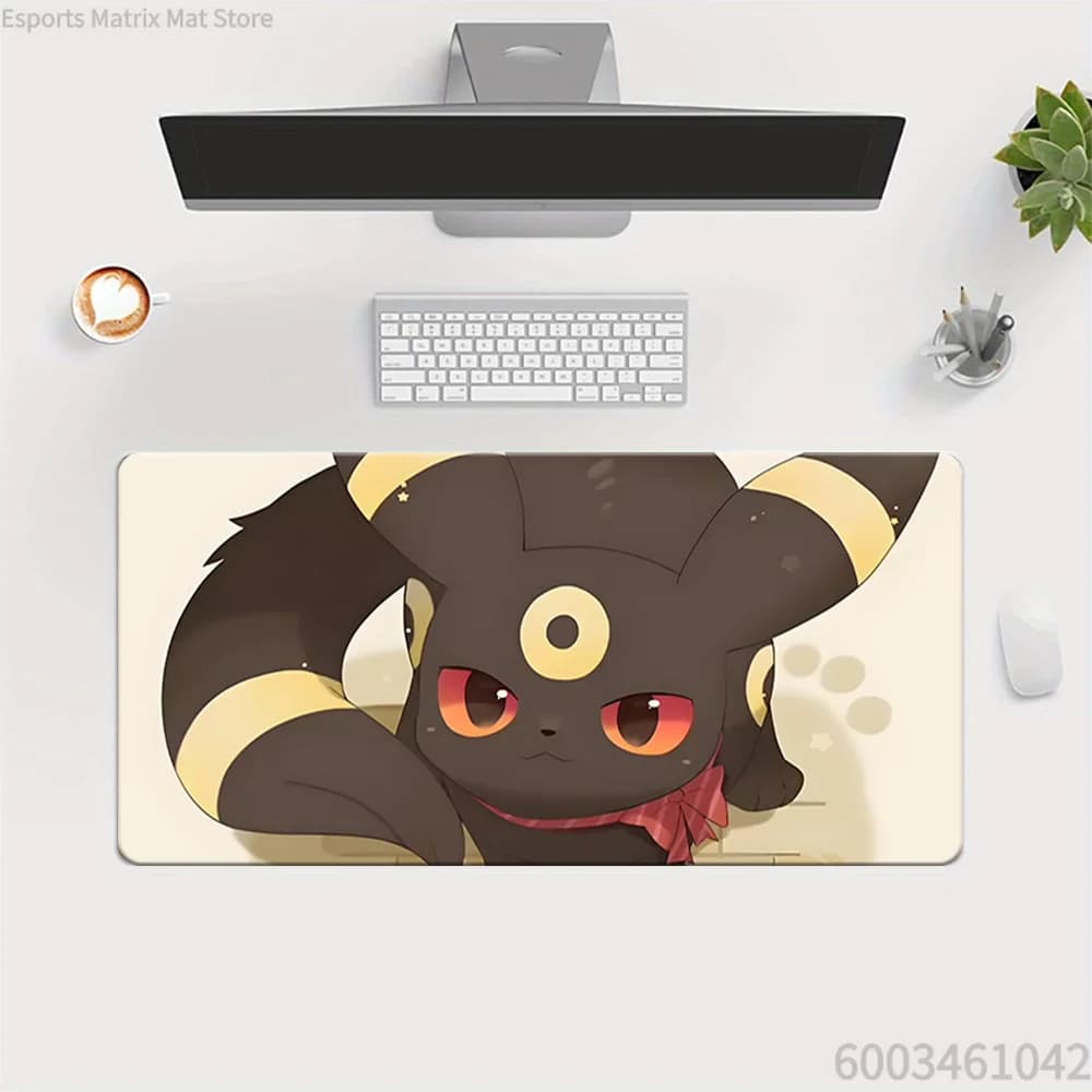 Chibi Pokemon Umbreon style extended mouse mat, large desk mat