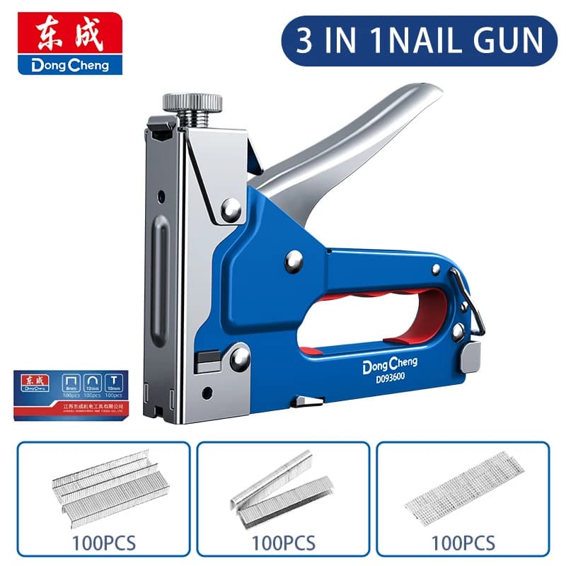 Cucitrice per pistola sparachiodi 3 in 1 con kit di attrezzi da 300 graffette Cucitrice per cucitrice per tessuti in legno Kit di attrezzi fai da te per riparazioni domestiche