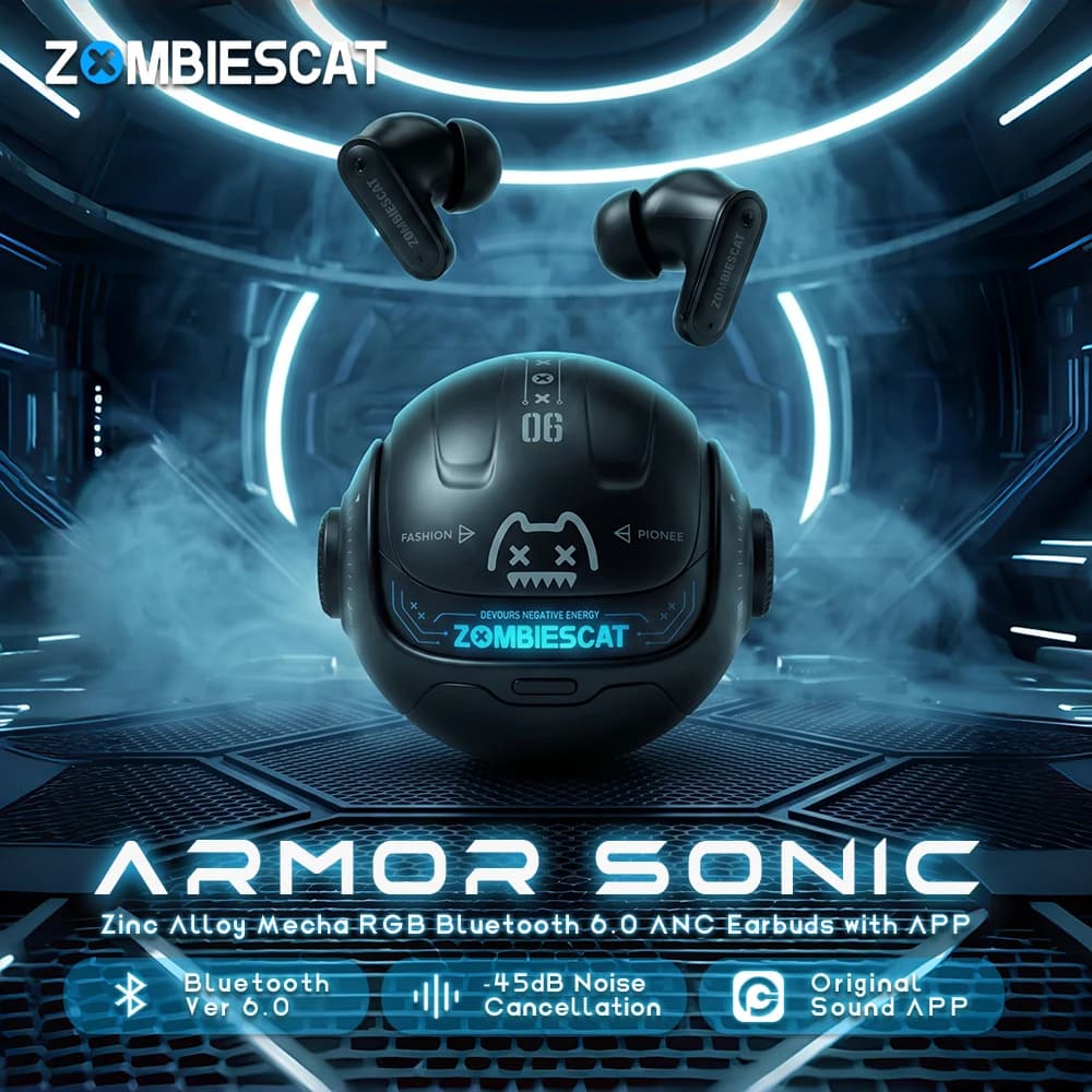 Zombies Cat B26 Armor ANC Noise Cancelling Earphones Custom EQ Bluetooth 6.0 Sport Earbuds Ai Translating Headphone with APP