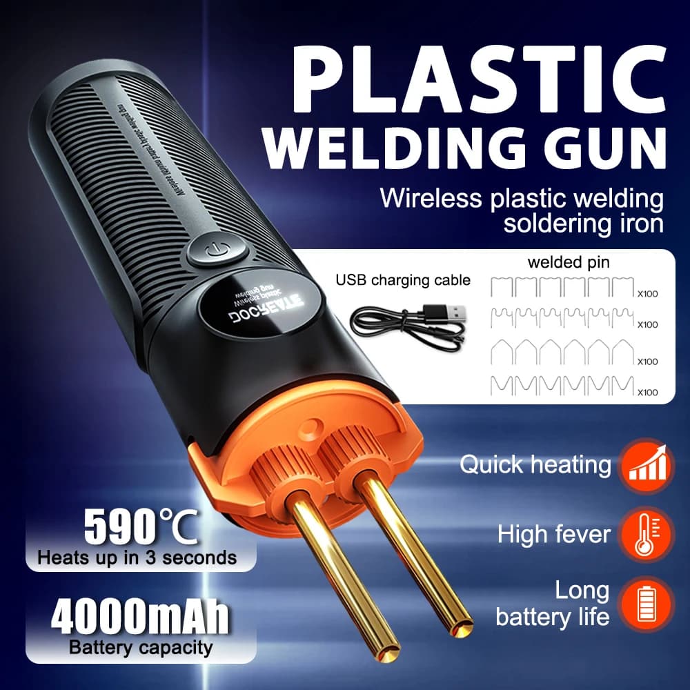 Saldatrice Portatile a Caldo per Plastica, Kit Riparazione Paraurti Auto, Riparazioni PVC, Pistola Saldante Portatile Wireless per Plastica