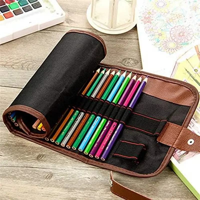 Astuccio Arrotolabile BHBL con 24 Scomparti, Portapenne, Borsa per Matite, Organizzatore per Trucchi, Custodia in Tela Spessa per Cancelleria