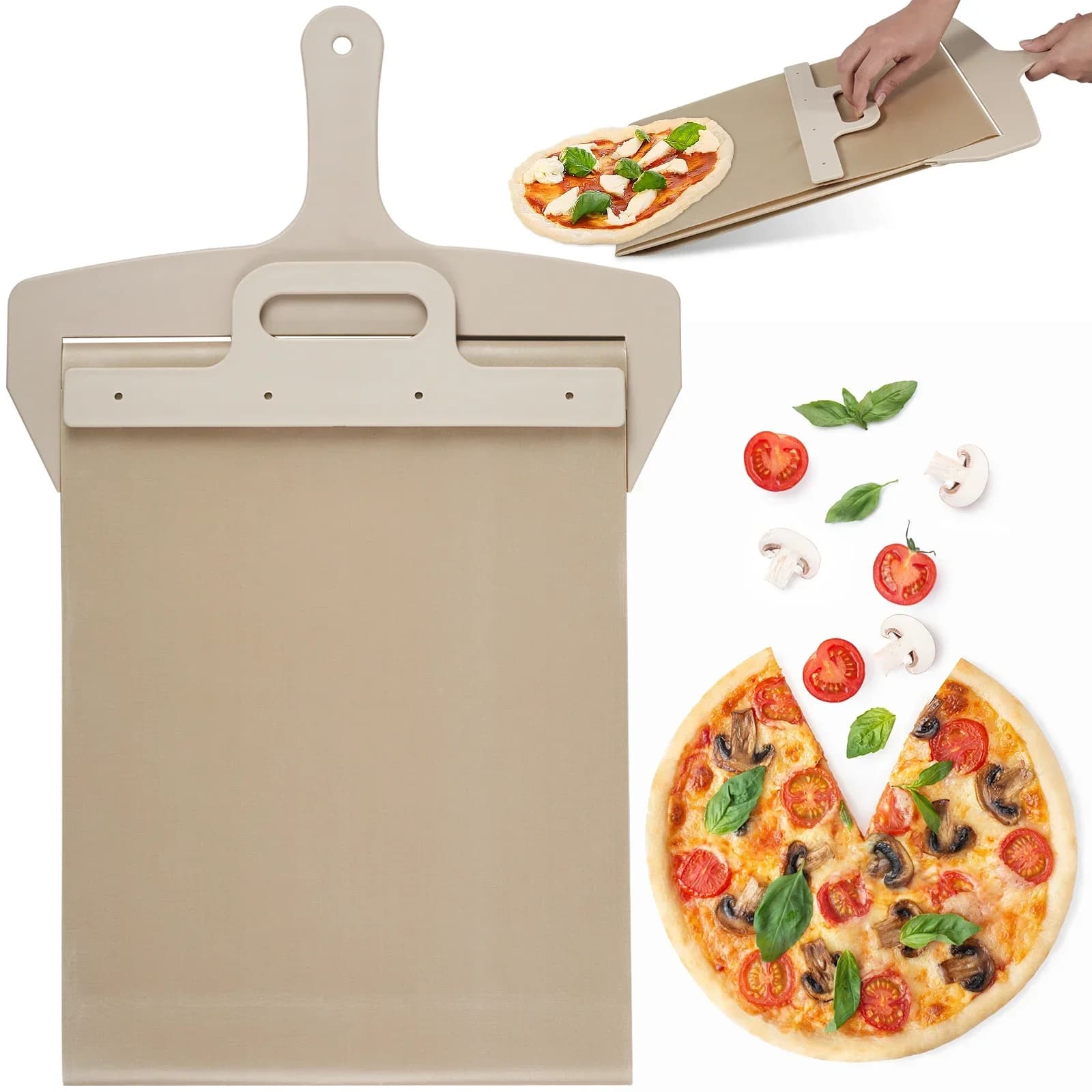 Buccia per pizza scorrevole Pala per pizza scorrevole portatile Pala per pizza Pala per spatola antiaderente con panno ad alta temperatura