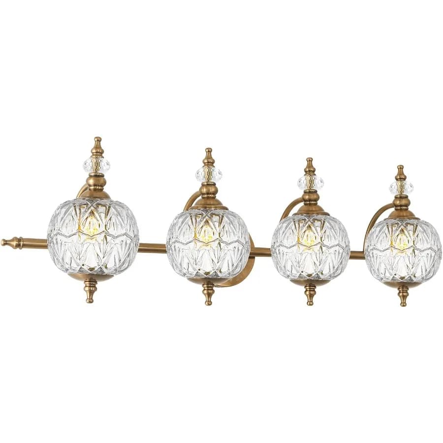Brushed Bathroom Vanity Light Fixture Vintage Style - G9 Bulb Compatible, 30 Wide Bathroom Lighting Over Mirror with Hand-Etche