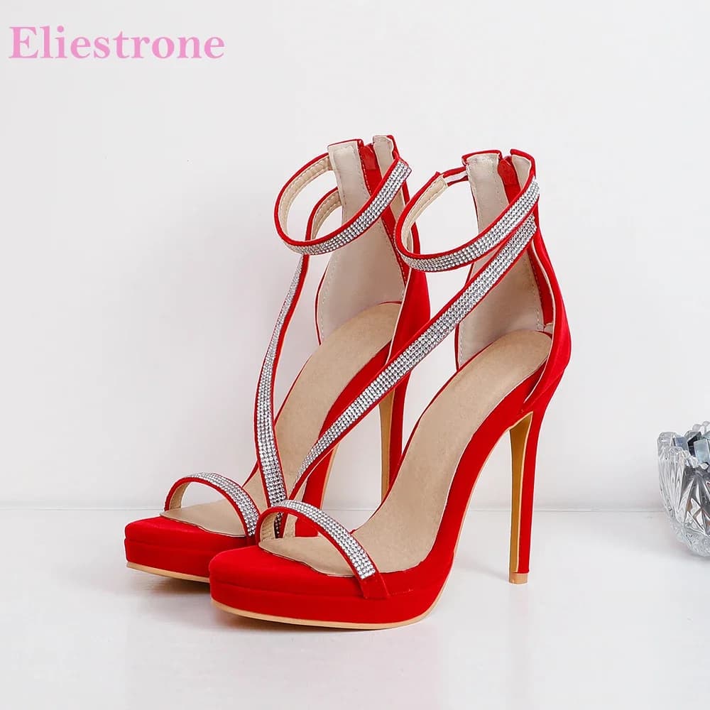 Brand New Confortevole Rosso Blu Sandali da donna Tacco super alto e sottile Scarpe da festa da donna Plus Small Big Size 12 32 43 46 50