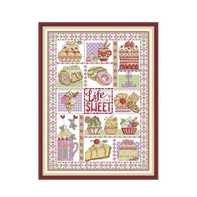 Desserts Cross Stitch Kits Art Craft HD Pattern Aida 16CT 14CT 11CT Counted Stamped Canvas DIY Embroidery Set Home Decor New