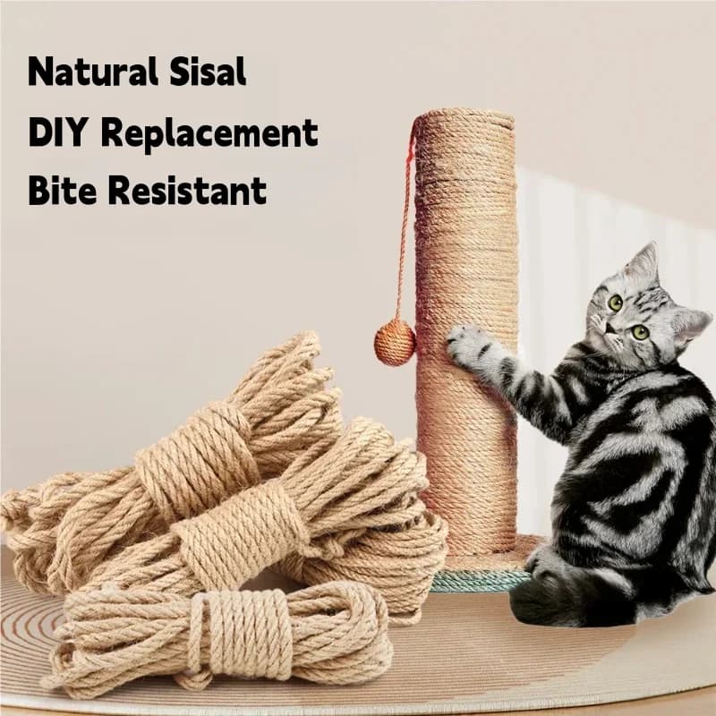 Natural Sisal Rope for Cat Tree Replacement DIY Cat Scratching Post Rope Furniture Protector Desk Leg Binding Claw Sharpener