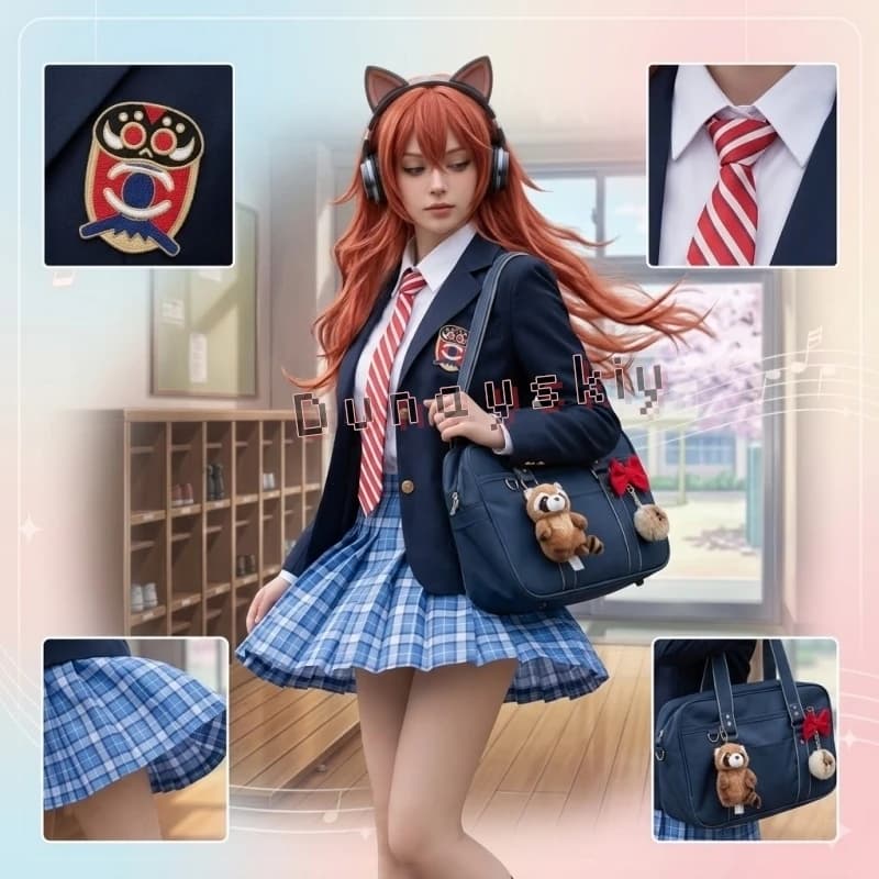 Uniforme Scolastica Stile Britannico Cosplay Chiyu Tamade Anime Game BanG Dream Gonna a Quadri JK con Cravatta e Parrucche Jirai Kei Halloween