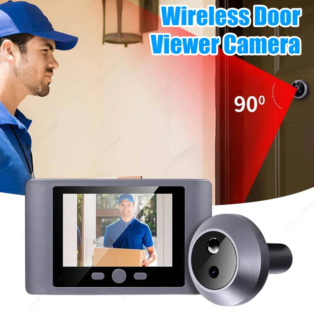 Mini Telecamera Spioncino Intelligente Wireless con Rilevamento di Movimento PIR, Visione Notturna IR, Schermo da 2,8 Pollici, Batteria da 2000mAh