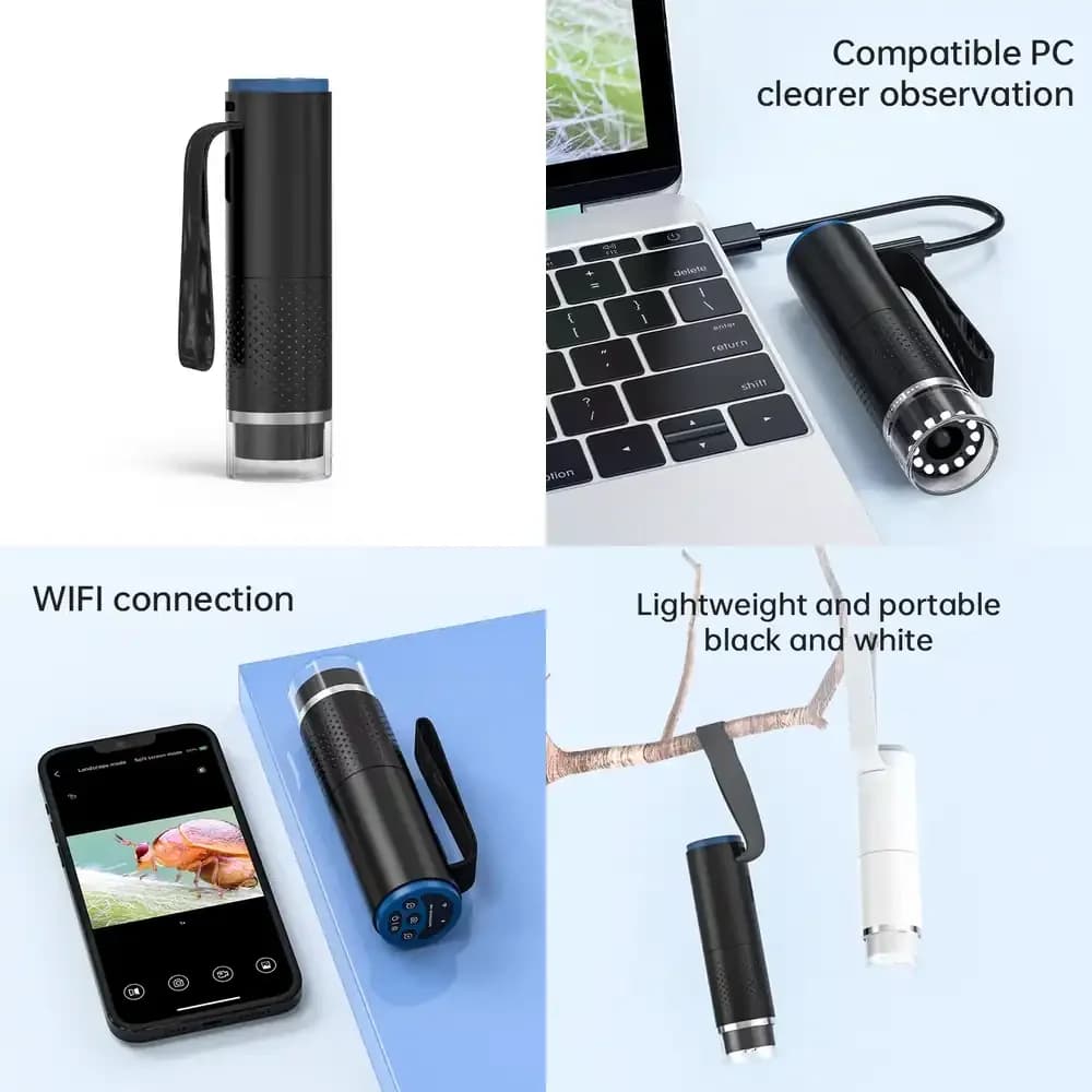 Microscopio Digitale Elettrico 2MP 1000X, Microscopio WiFi Portatile, Fotocamera Microscopio per Cellulare Senza Supporto