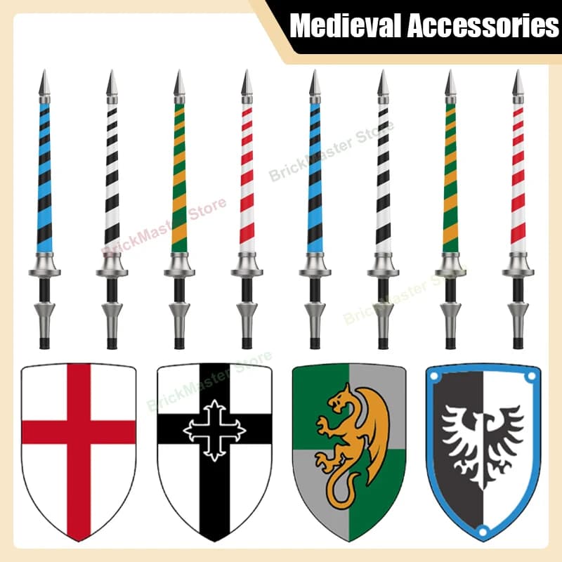 Castello militare medievale Cavaliere Blocchi di costruzione Templare Teutonico Rider Scudo Lancia Soldato fai da te Figura Parti Giocattolo Regalo Mattoni Set