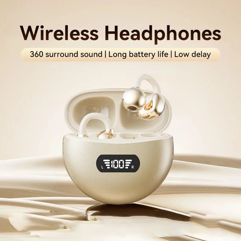 Nuove Cuffie Bluetooth Wireless con Clip, Stereo Subwoofer, Display Digitale, Bassa Latenza, Auricolari Sportivi per Giochi, Musica e Chiamate HD