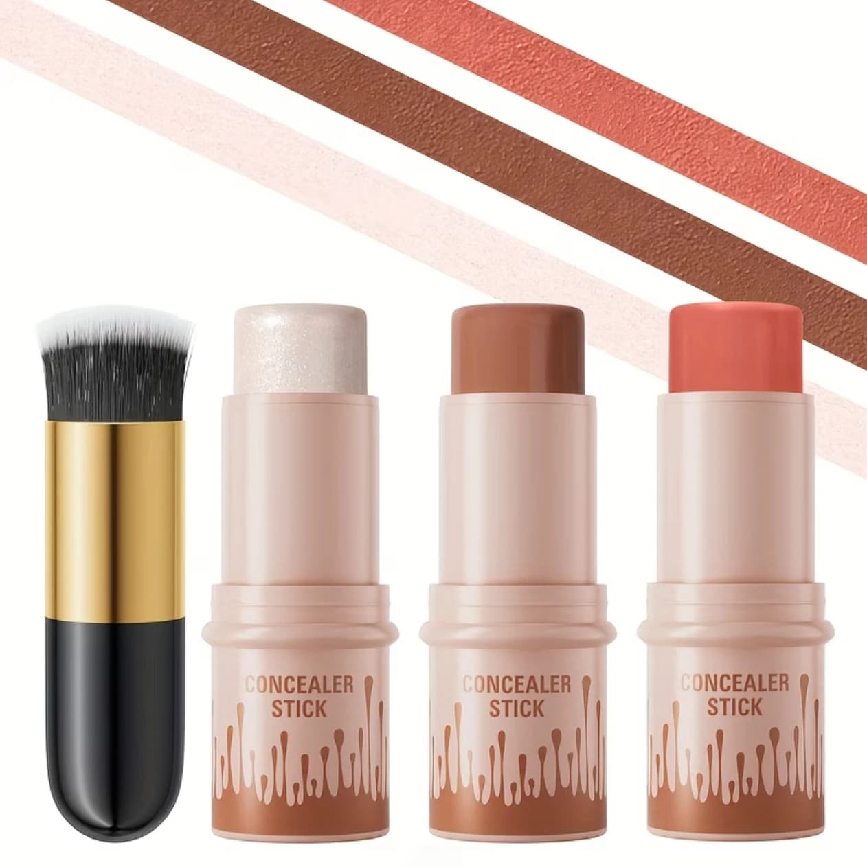 Set di stick modellanti in 3 pezzi, compresi blush stick, highlighter stick, bronzer stick e eyeliner, rinfrescanti e non grassi, wat