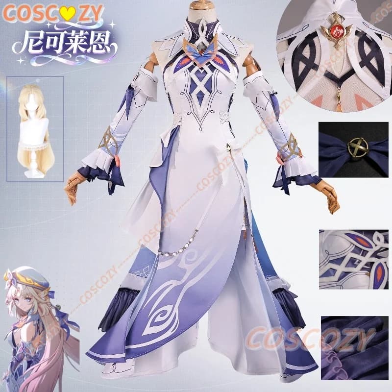 Nicole Reeyn Cosplay Costume Wig Genshin Impact Uniform Halloween Carnival Party Christmas Play Role Clothes Clothing for Women