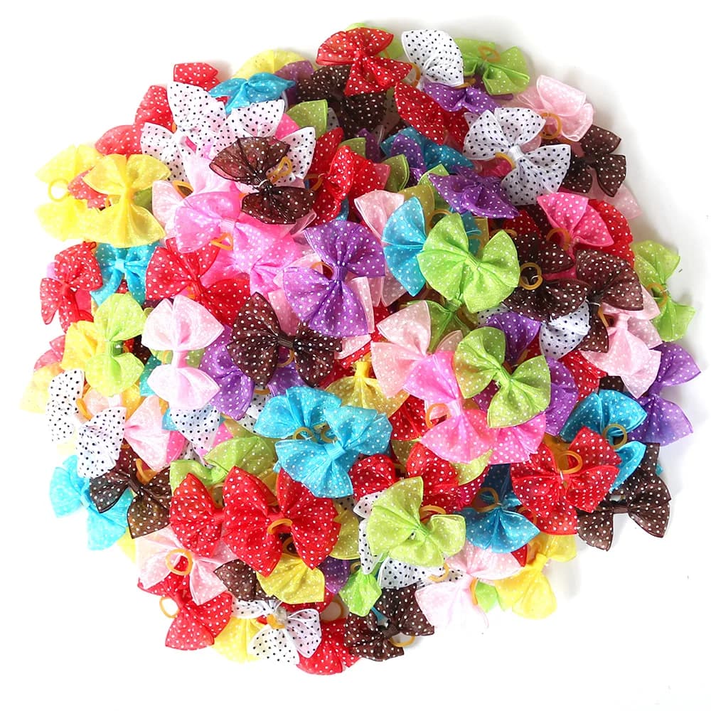 50 pz cane topknot archi peli di animali domestici Elastici Modelli Grande Bowknot Stile accessori per capelli cani prodotti per toelettatura animali domestici