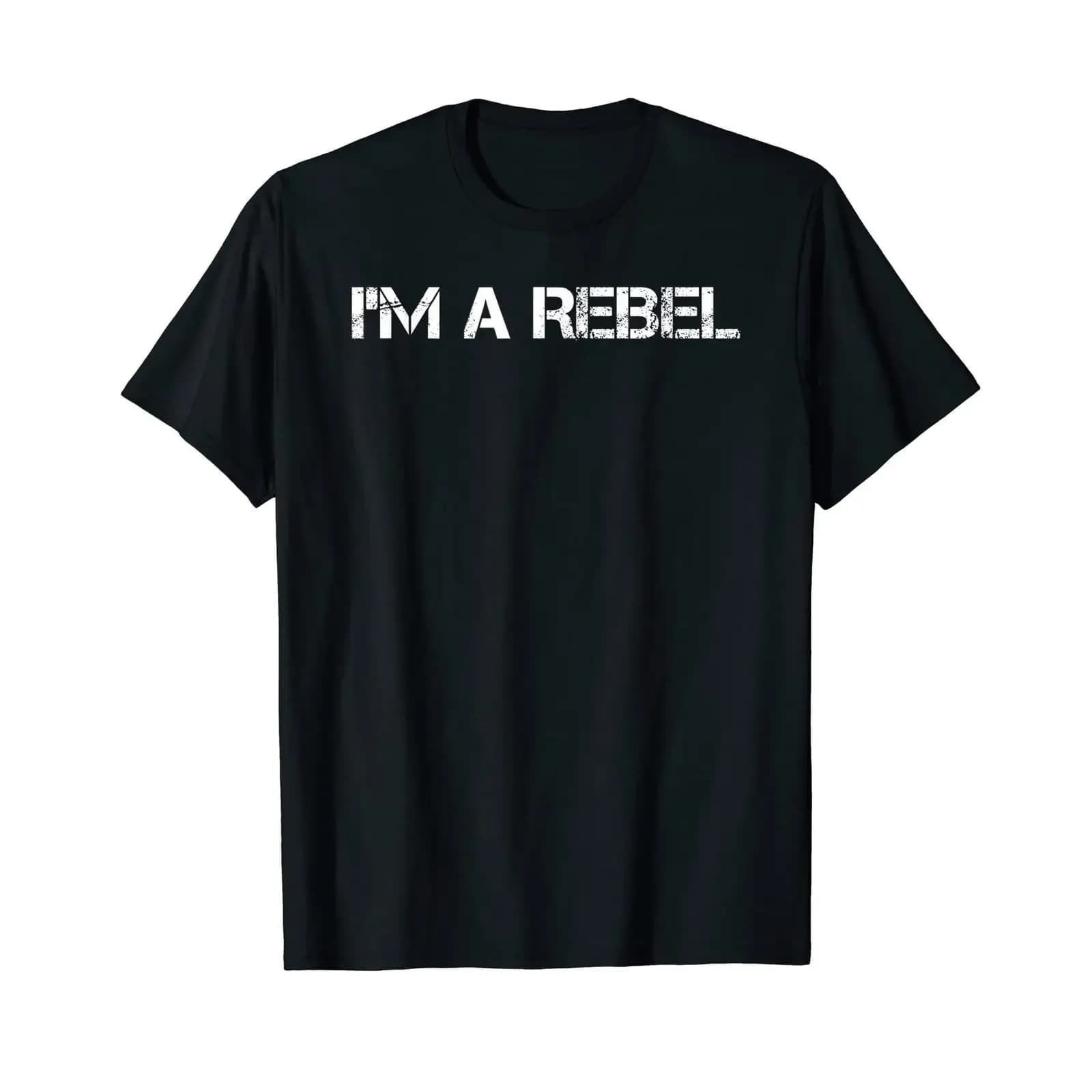 T-shirt I'm a Rebel Funny Status Quo Biker Idea, nera, vintage, effetto lavato, morbida, elasticizzata, elegante, versatile, con grafica alla moda