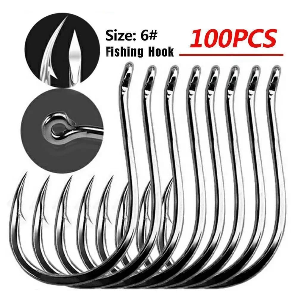100pcs Boxed Fishing Hooks High Carbon Steel Barbed Circle Hook Set Saltwater Freshwater Fishhook Tackle Accessories