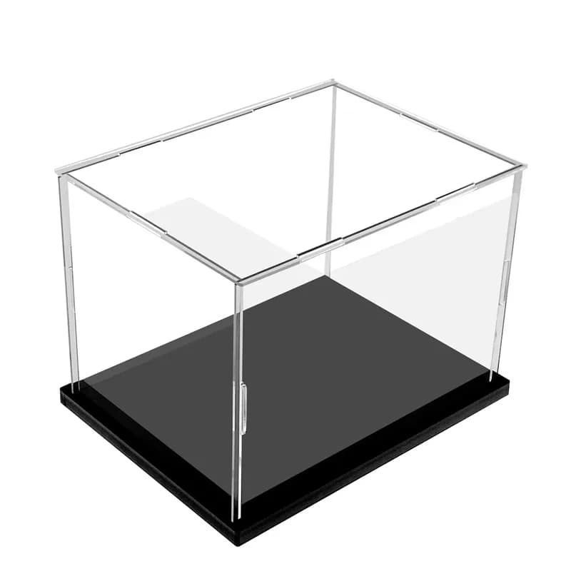 Acrylic Display Case with Black Acrylic Base, Acrylic Box for Countertop Display Box for Collectibles, Toys, Home Organization