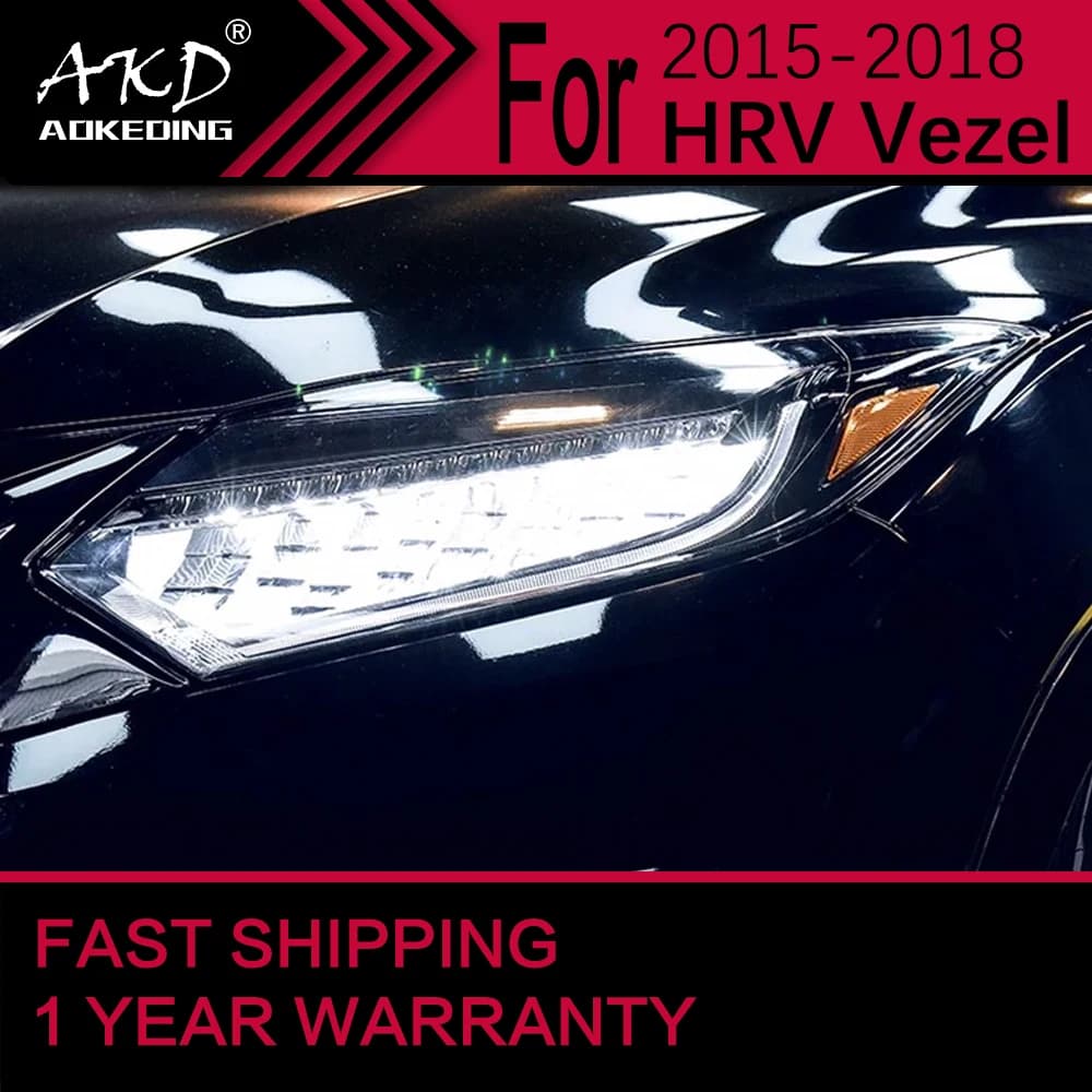 Luci auto per Honda HRV HR-V Faro LED 2015-2018 Vezel Lampada frontale Drl Lente del proiettore Accessori automobilistici
