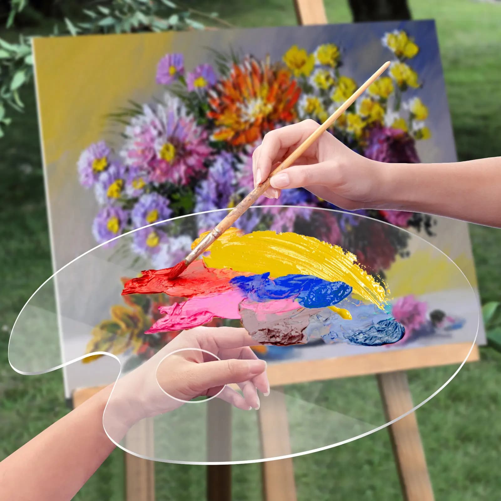 Transparent Acrylic Oval Painting Tray Color Mixing Palette Watercolor Paint Palettes Art Paint Drawing Tray 30x40cm