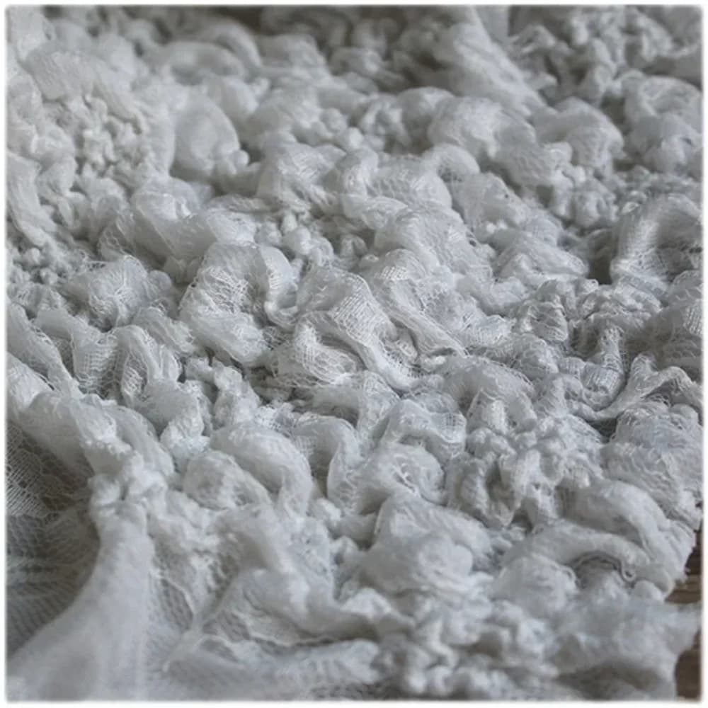 Tessuto plissettato bianco per abito soprabito cucito fai da te Design creativo di abbigliamento di moda Materiale in poliestere di cotone all'ingrosso
