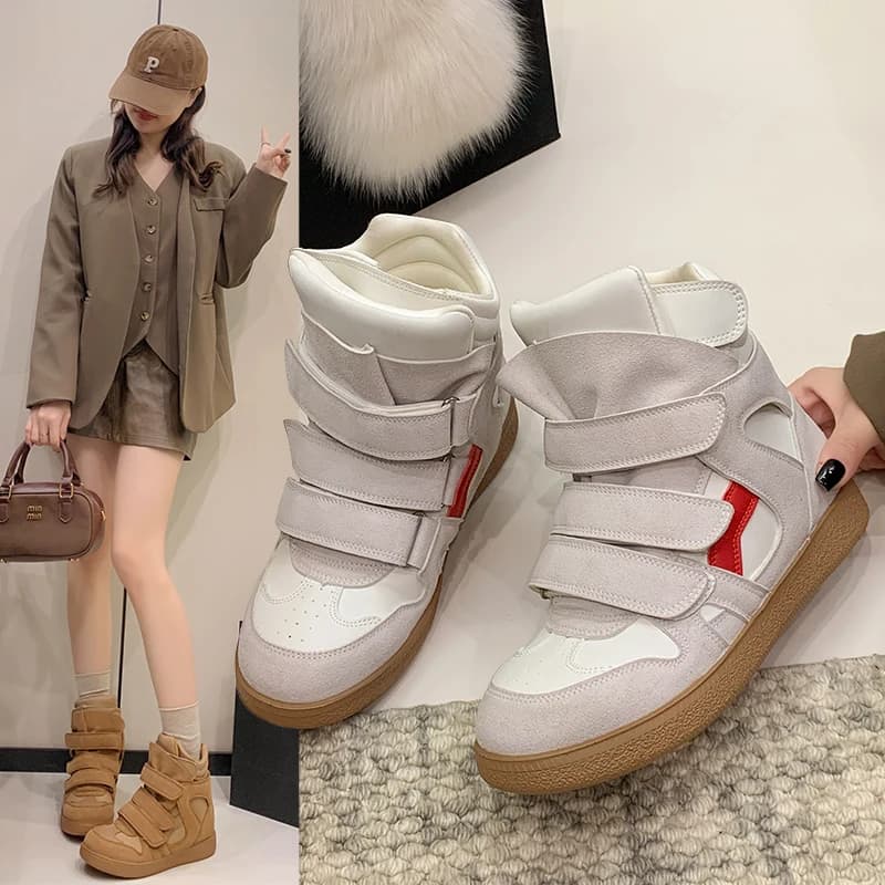 Nuove Scarpe da Donna di Marca, Stivali di Lusso dal Design Elegante, Sneakers con Rialzo Invisibile, Suola Piatta, Botas Mujer