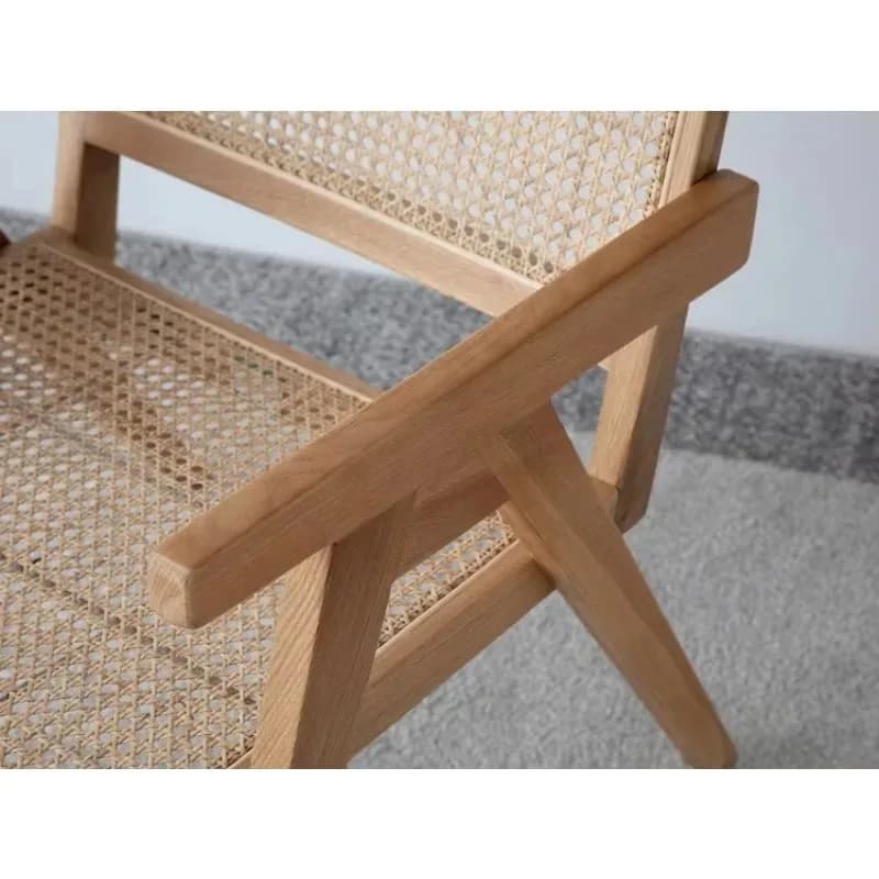 Mobili per sala da pranzo moderni e semplici Gambe in legno massello di quercia Sedia da pranzo in rattan Sedia italiana