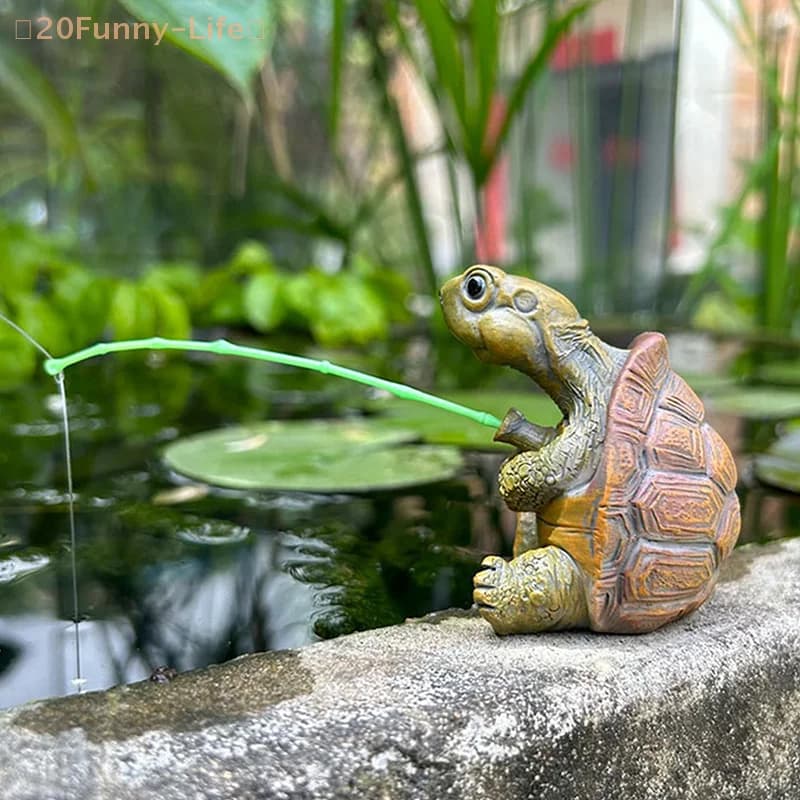 Simulation Fishing turtle Ornament Cute Exterior courtyard Swimming Pool Decor Garden Balcony Pot Plant Ornaments for aquarium