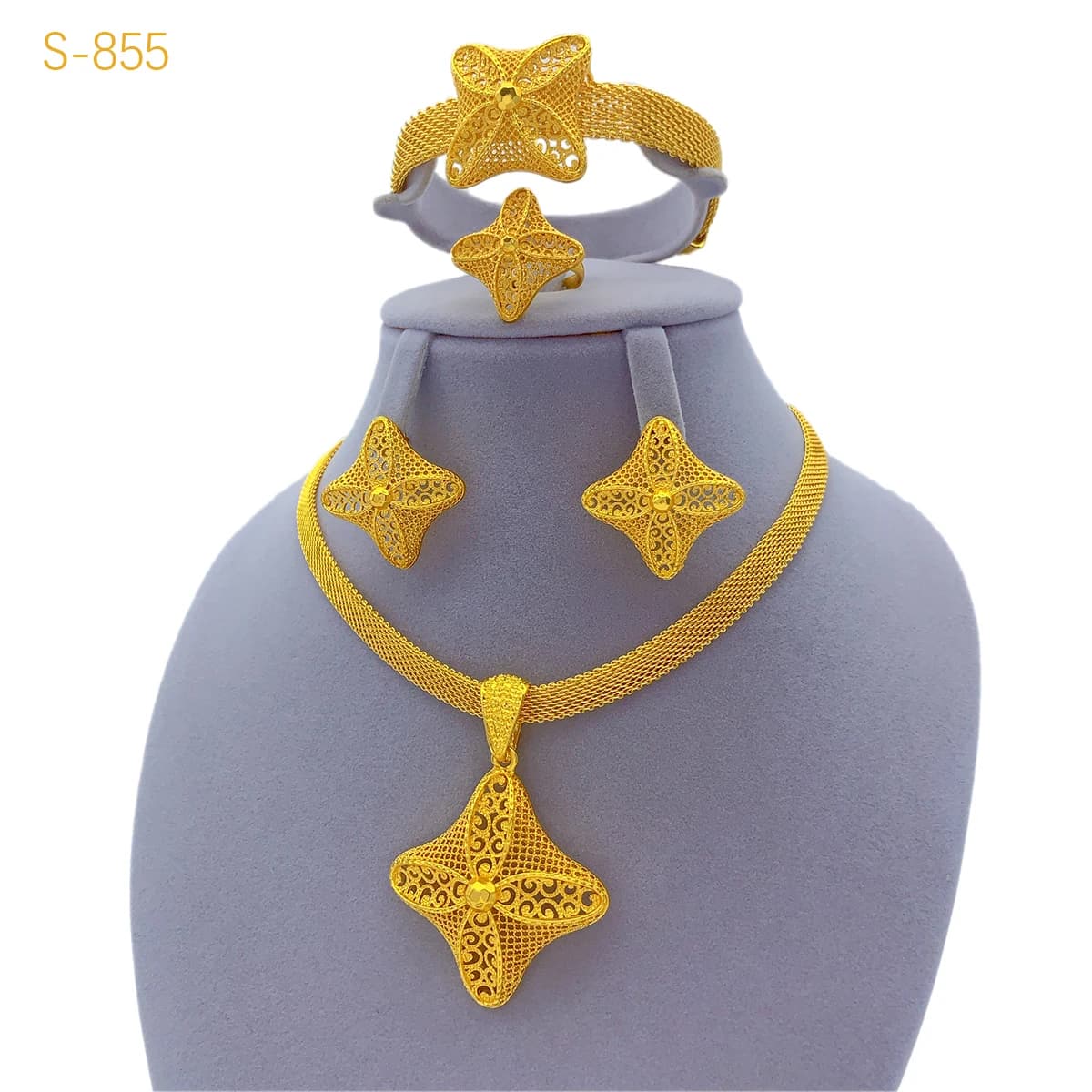 Set di gioielli di lusso in oro 24k Francia Dubai per le donne Set di collane e orecchini da sposa da sposa Set regali per la festa nuziale africana