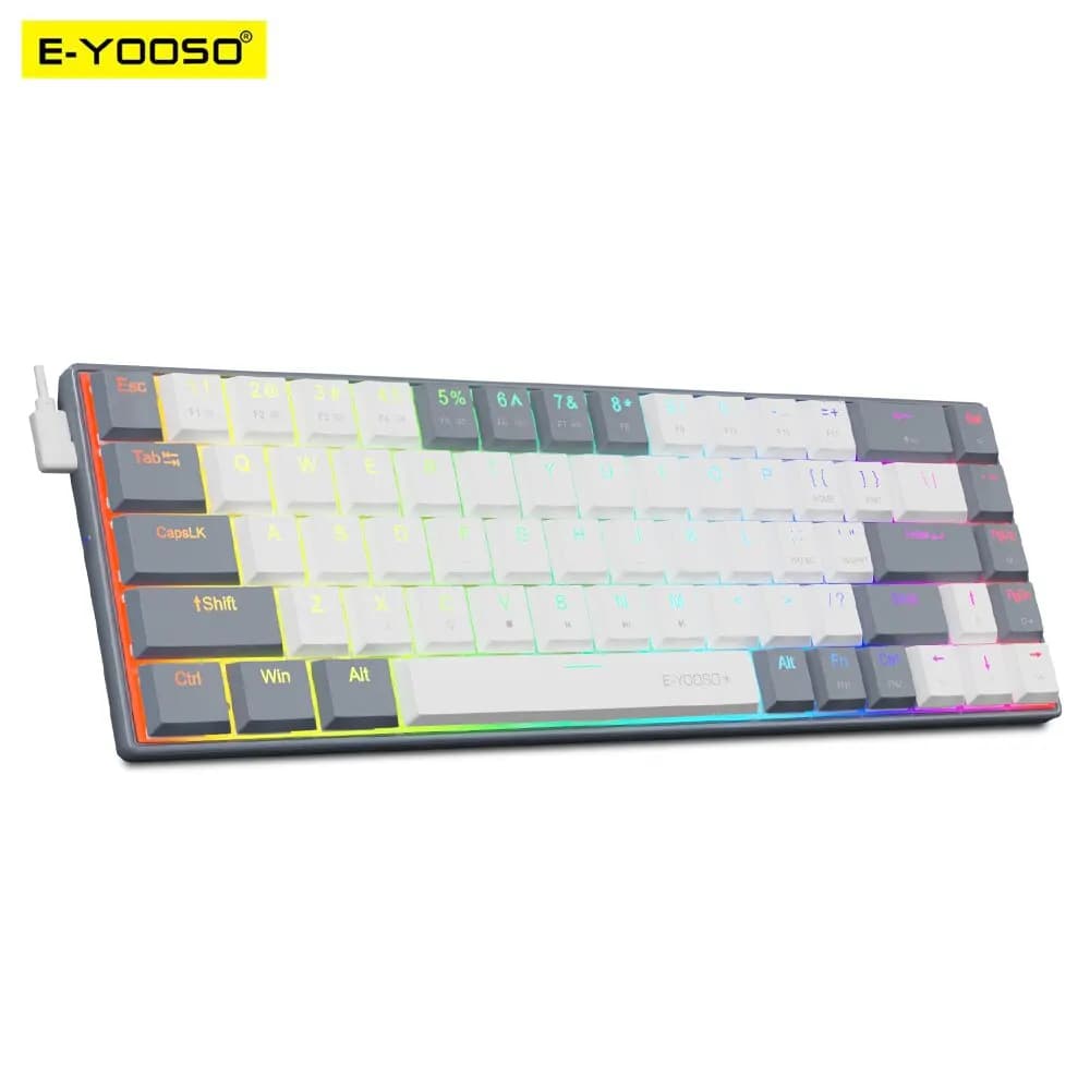 E-YOOSO A68 RGB Mini Slim USB Wired Tastiera da gioco meccanica Interruttore rosso 68 tasti Gamer Russo brasiliano per Compute PC portatile
