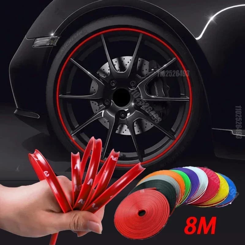 New Fashion: Decorative Strip for Auto Circles 8M, Universal Protection for Wheel Edges, Decorative Accessories
