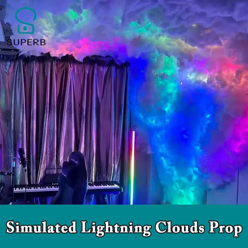 Superbi oggetti di scena della stanza di fuga simulati nuvole di fulmini prop tuono Controllo vocale Controllo del suono Striscia LED Pub Bard Atmosphere