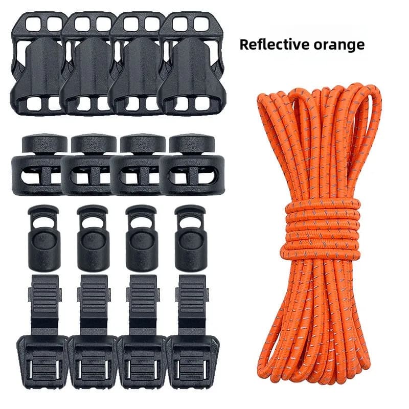 Elastic 20-piece backpack cable update kit - Shock-resistant buckles and cable for trek stick attack, gear organization, DIY expansion