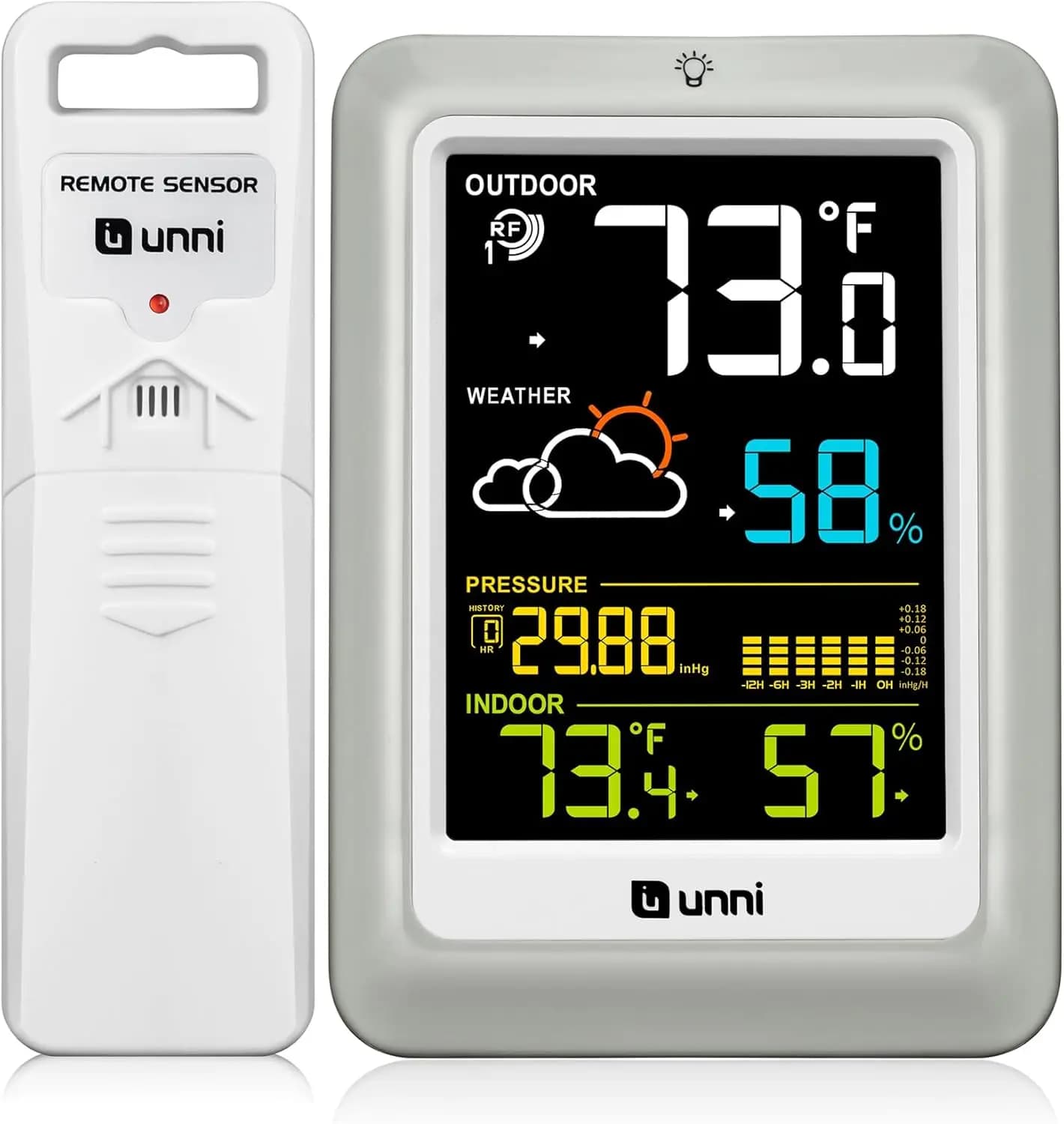Wireless indoor and outdoor thermometer with 330 feet, adjustable backlight, weather station monitor