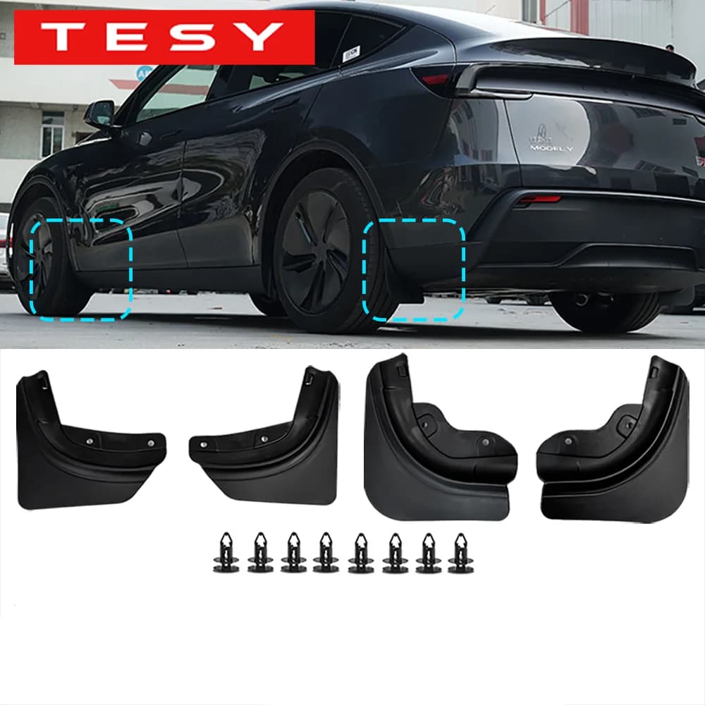 TESY Mud Flaps For Tesla New Model Y 2025 Launch Juniper No Drilling/Tape Splash Guards Fenders Mudguards Mudflaps