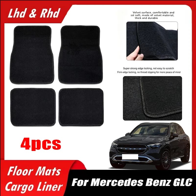 4pcs Car Floor Mats All-Weather Easy To Clean Durable Anti-Slip Interior Protection Floor Liners For Mercedes Benz GLC