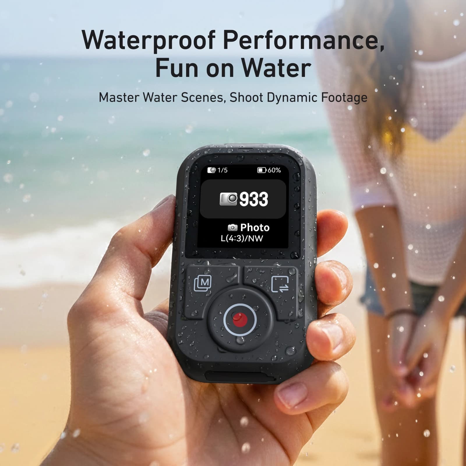 TELESIN 60m Bluetooth Remote Control + Wrist Strap Screen Display For DJI OSMO Action 6 5pro 4 OSMO 360 Action6 Action Camera