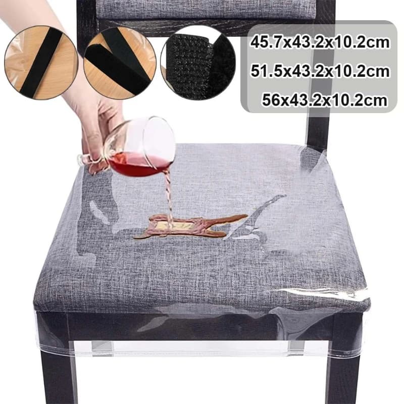1Pc Clear PVC Chair Cover Adjustable Waterproof Dining Chair Seat Protector Dustproof Scratch Resistant Cover for Home Kitchen