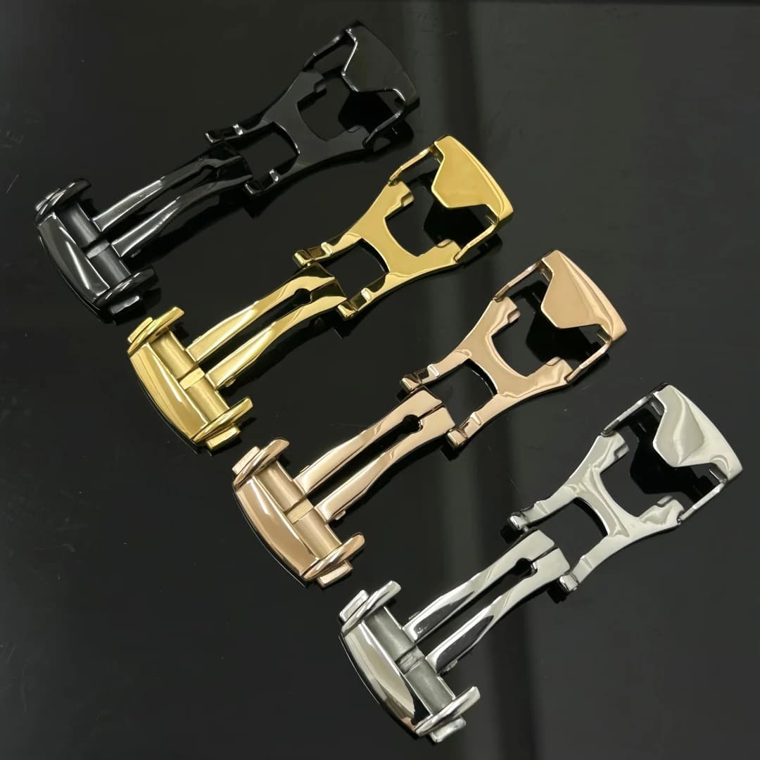 Fibbia a farfalla da 18 mm per cinturino in silicone Speedmaster Hippocampus, fibbia pieghevole a doppia pressione